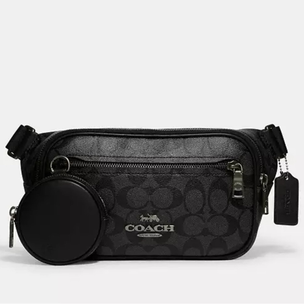 Coach Elias Belt Bag In Signature Canvas Gunmetal/Charcoal used once!